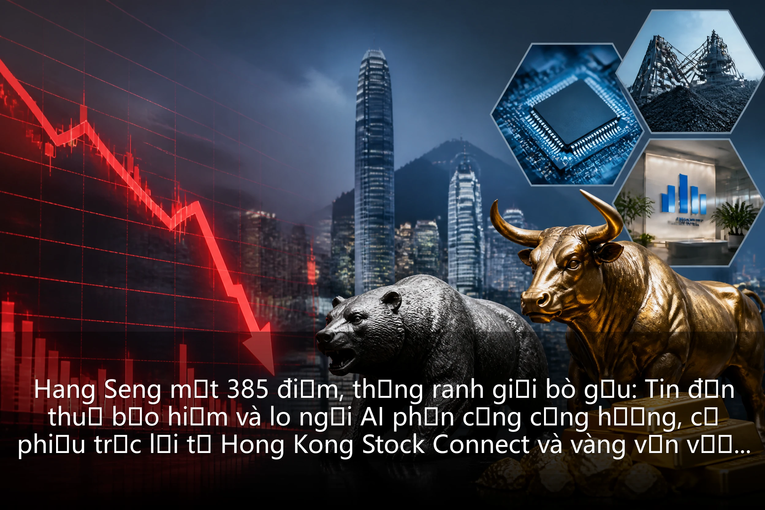 Hang Seng mất 385 điểm, thủng ranh giới bò gấu: Tin đồn thuế bảo hiểm và lo ngại AI phần cứng cộng hưởng, cổ phiếu trục lợi từ Hong Kong Stock Connect và vàng vẫn vượt trội